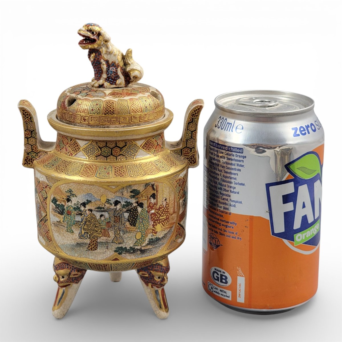 Signed Meiji Period Satsuma Koro By Shunzan With Shi-shi Finial, C.1890-photo-1