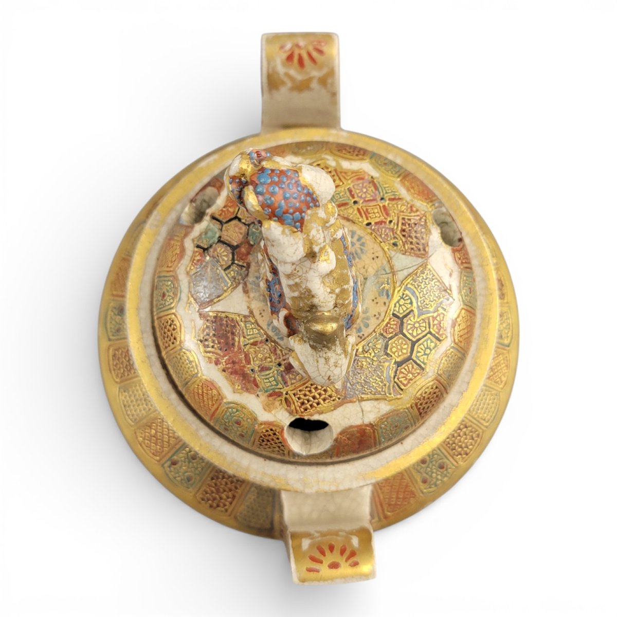 Signed Meiji Period Satsuma Koro By Shunzan With Shi-shi Finial, C.1890-photo-7