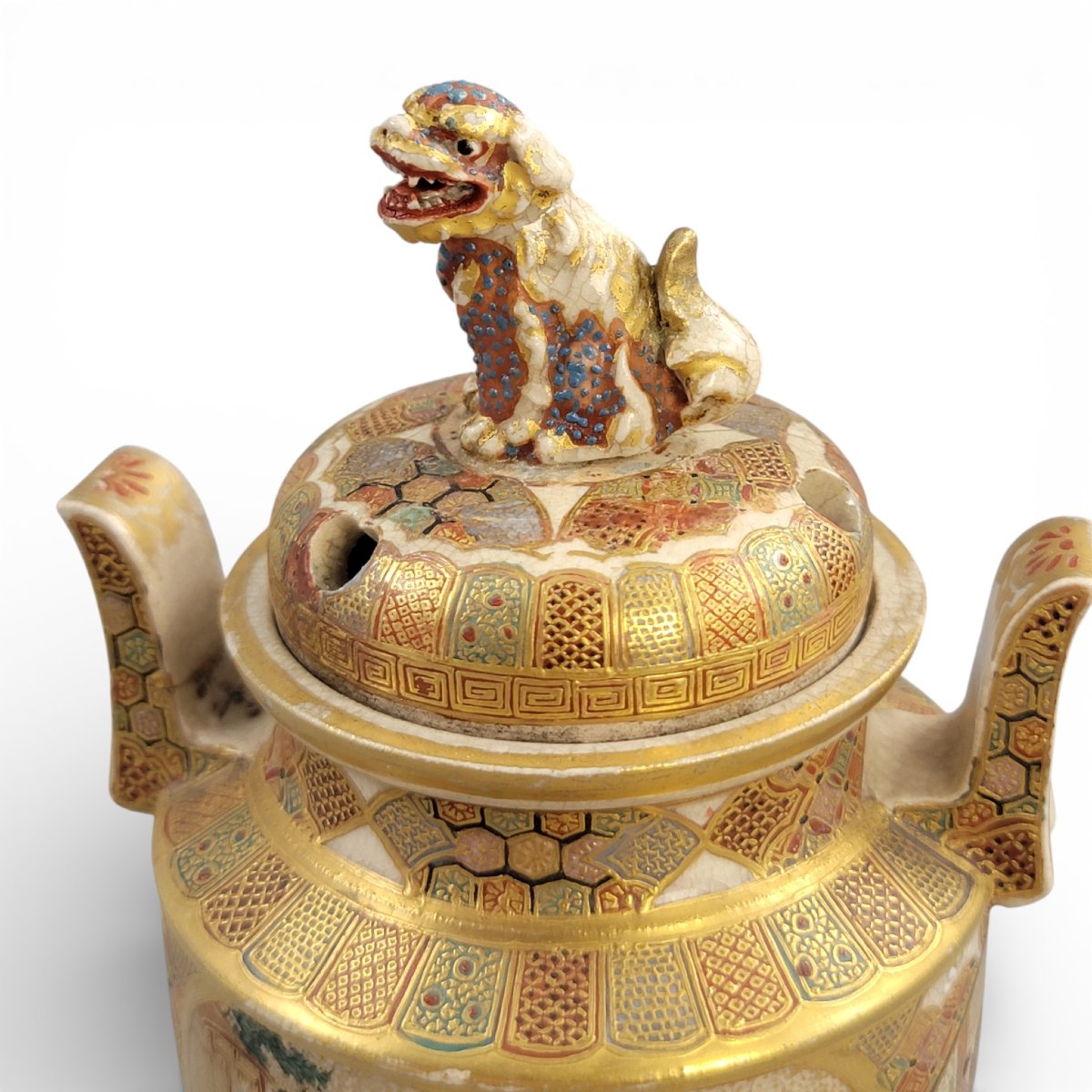 Signed Meiji Period Satsuma Koro By Shunzan With Shi-shi Finial, C.1890-photo-8