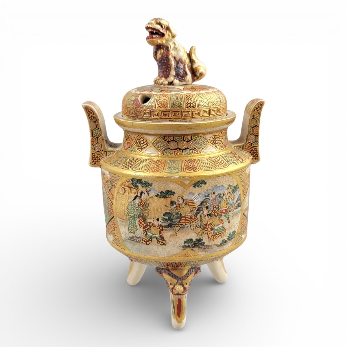 Signed Meiji Period Satsuma Koro By Shunzan With Shi-shi Finial, C.1890