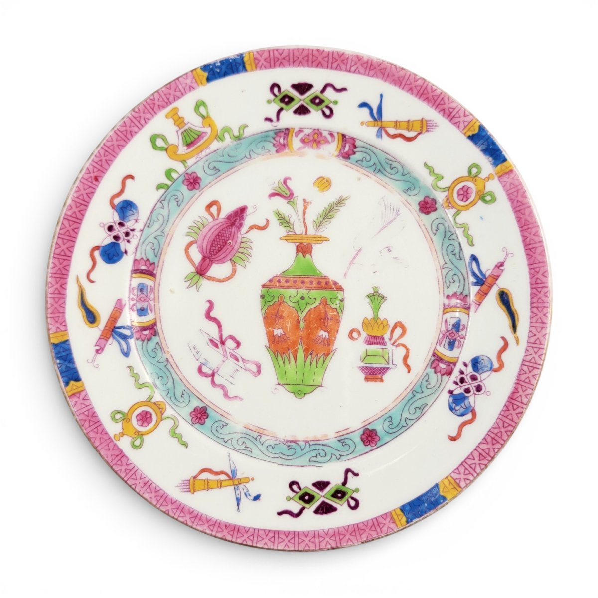 Pair Of Minton Decorative Plates With Oriental “red Vase” Design, Late Victorian–edwardian-photo-2