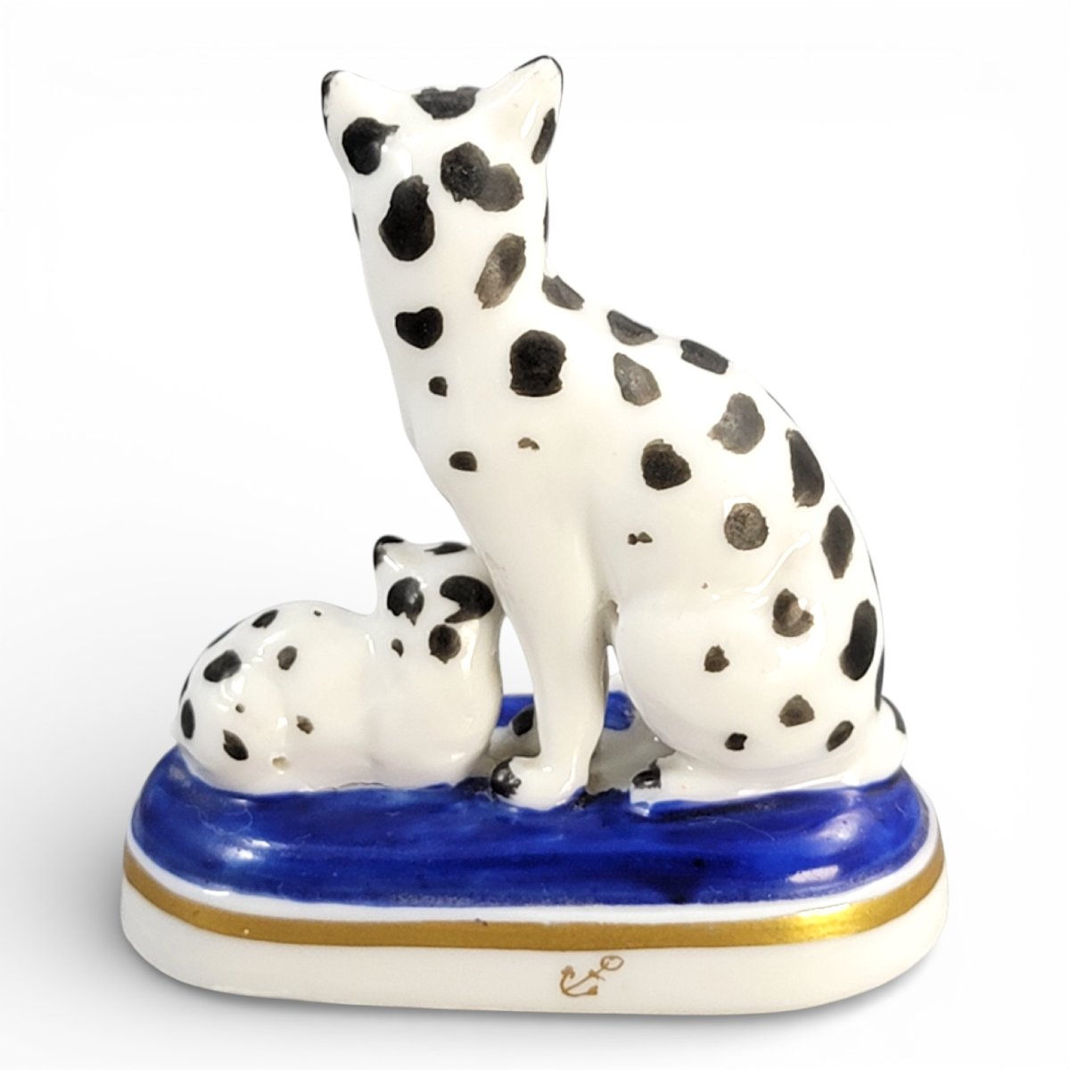 Groupe Miniature en Porcelaine de Chelsea, Chatte et Chaton, fin du XVIIIe siècle-photo-2