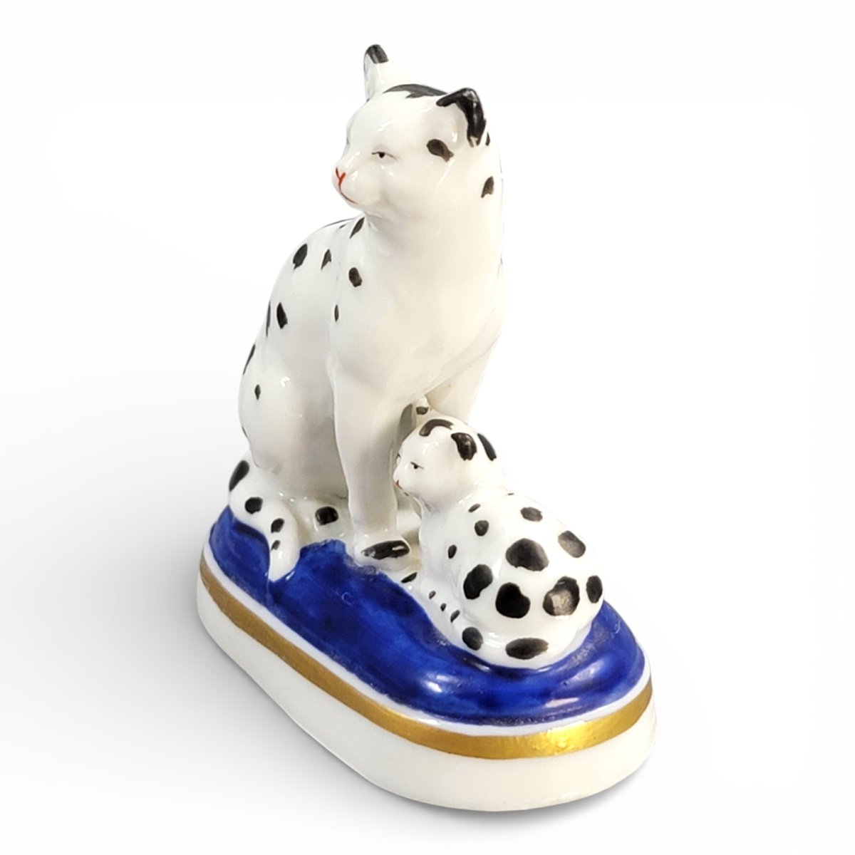 Groupe Miniature en Porcelaine de Chelsea, Chatte et Chaton, fin du XVIIIe siècle-photo-4
