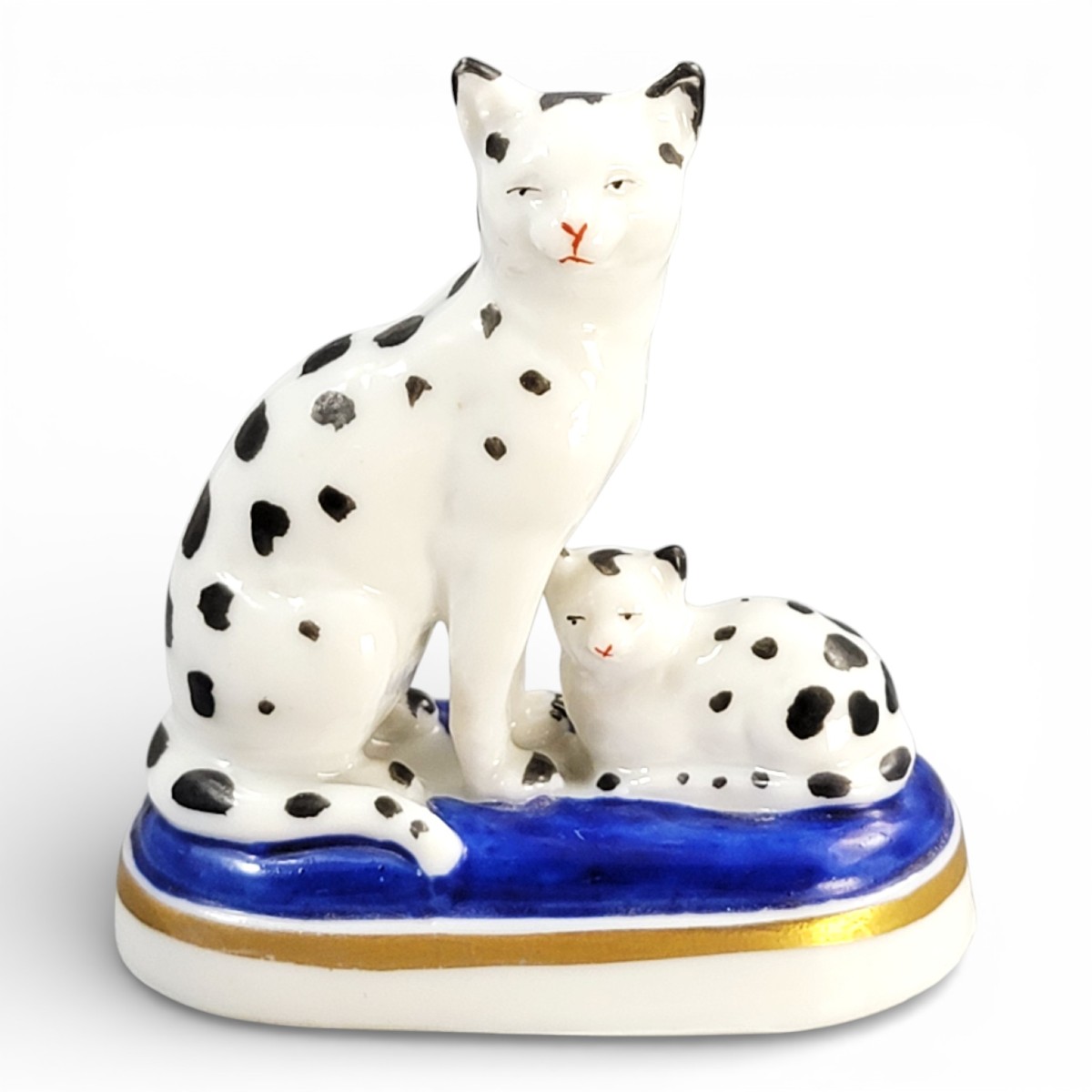 Groupe Miniature en Porcelaine de Chelsea, Chatte et Chaton, fin du XVIIIe siècle