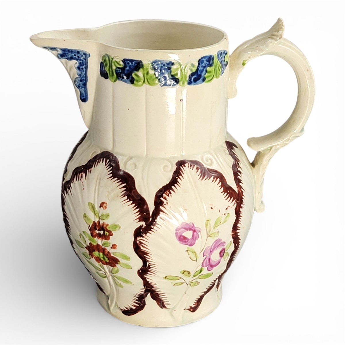 Staffordshire Pearlware Cabbage Leaf Jug, England, Circa 1790–1800
