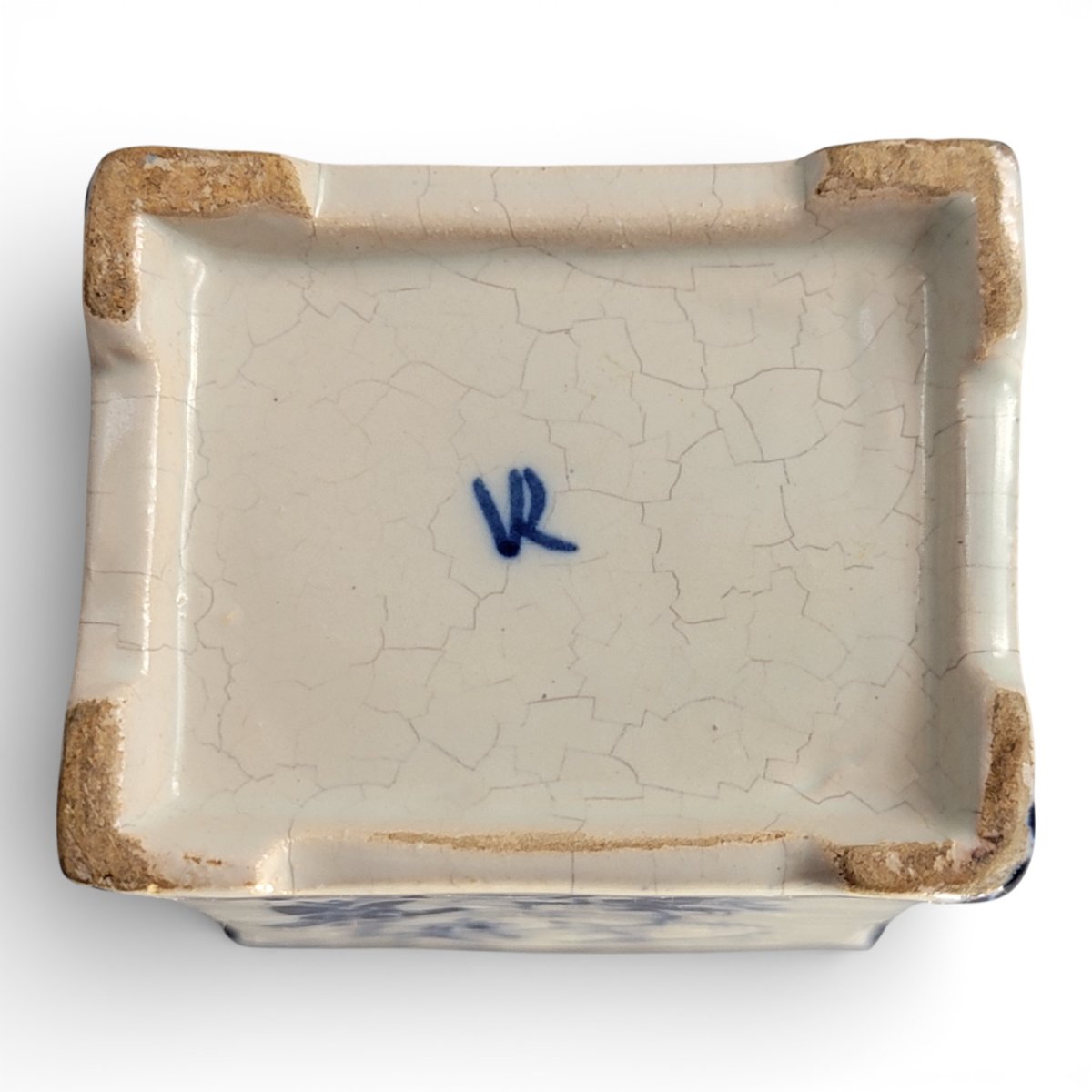 Théière/Boîte à thé Delft (Pays-Bas), faïence bleu & blanc, chinoiserie, XVIIIe-photo-2