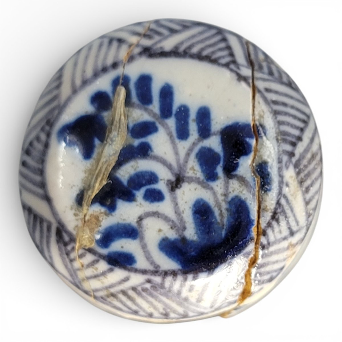 Théière/Boîte à thé Delft (Pays-Bas), faïence bleu & blanc, chinoiserie, XVIIIe-photo-3