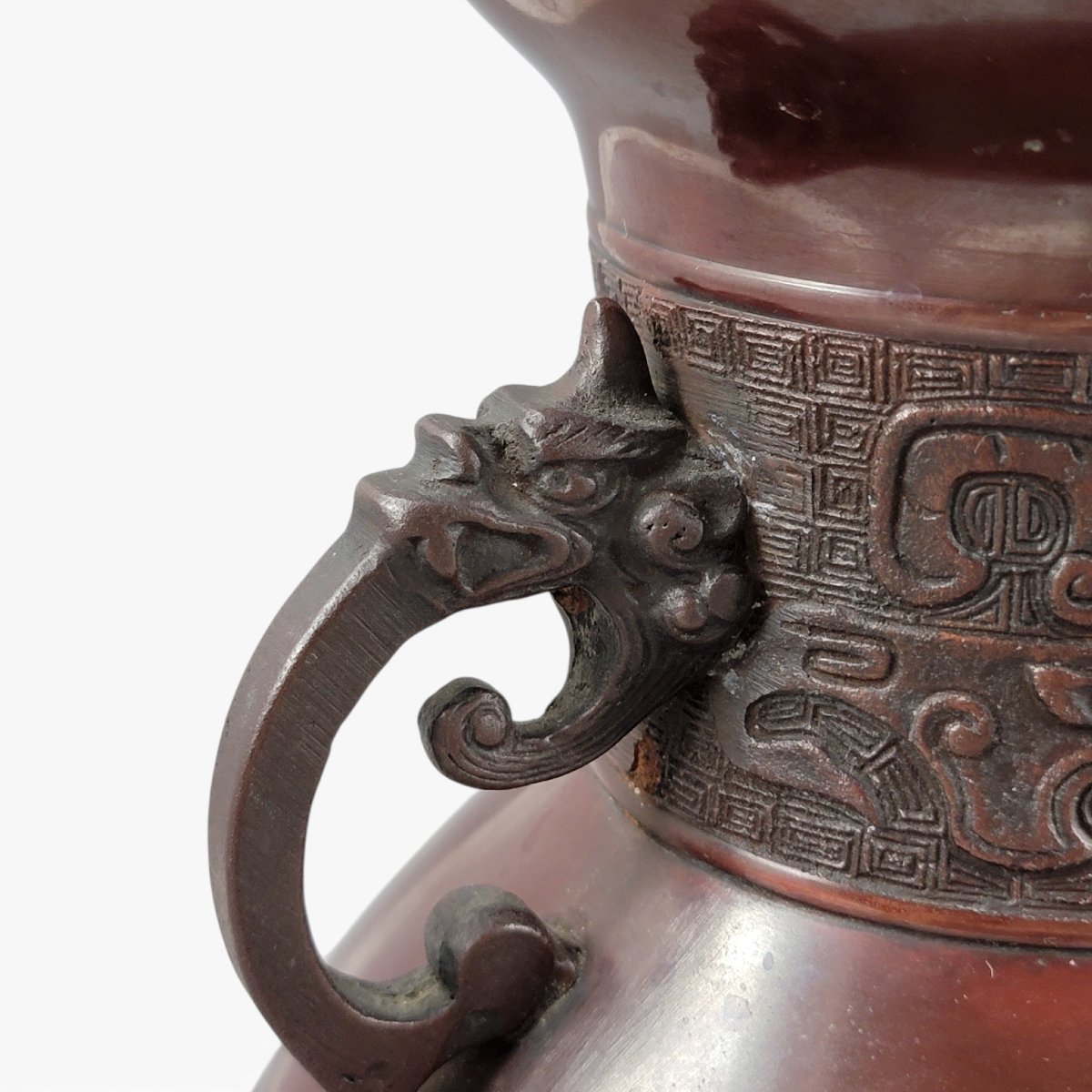 Large Japanese Archaistic Bronze Hu Vase, Takaoka Circle, Meiji–taishō-photo-5