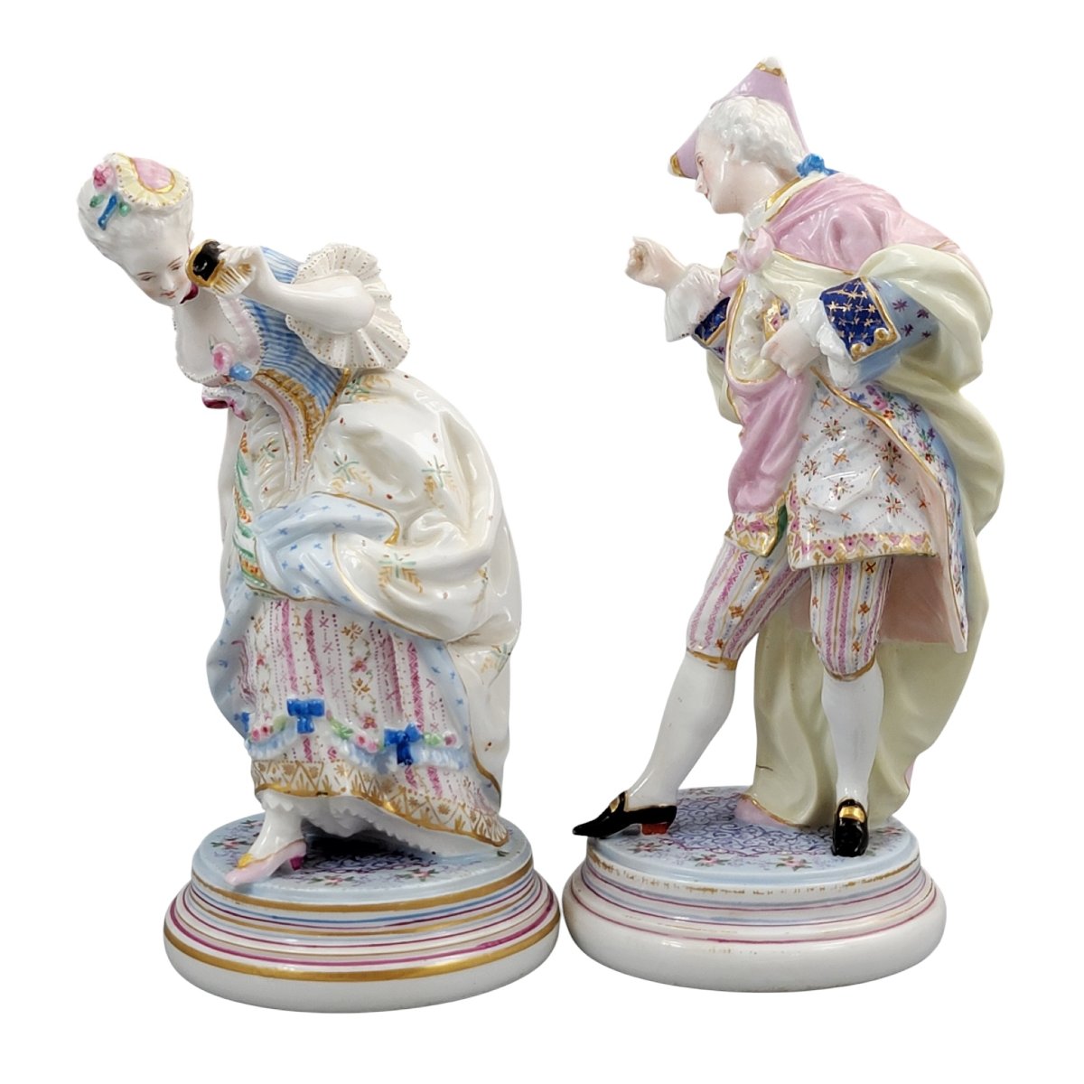 Paris Porcelain Masquerade Figures, Gallant And Lady, Style Of Vion & Baury, C. 1860-photo-2