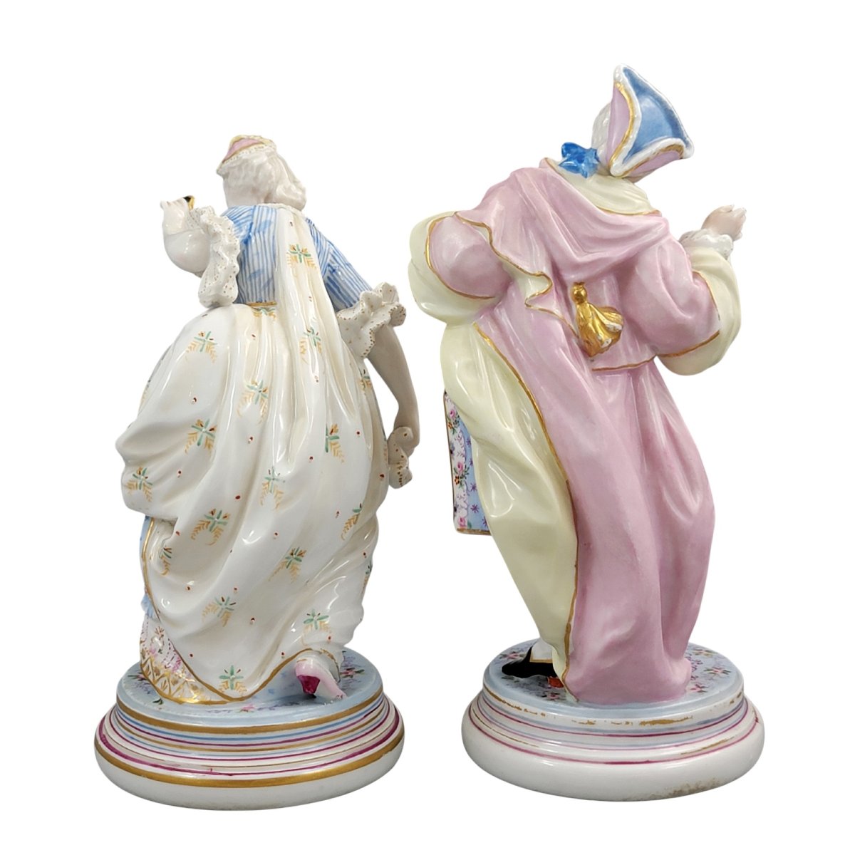 Paris Porcelain Masquerade Figures, Gallant And Lady, Style Of Vion & Baury, C. 1860-photo-3