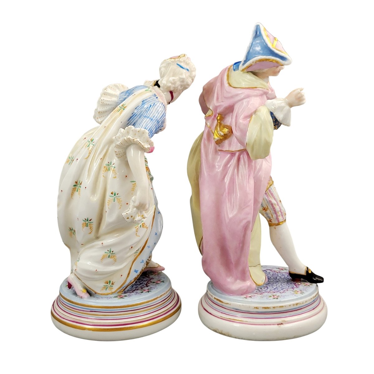 Paris Porcelain Masquerade Figures, Gallant And Lady, Style Of Vion & Baury, C. 1860-photo-4