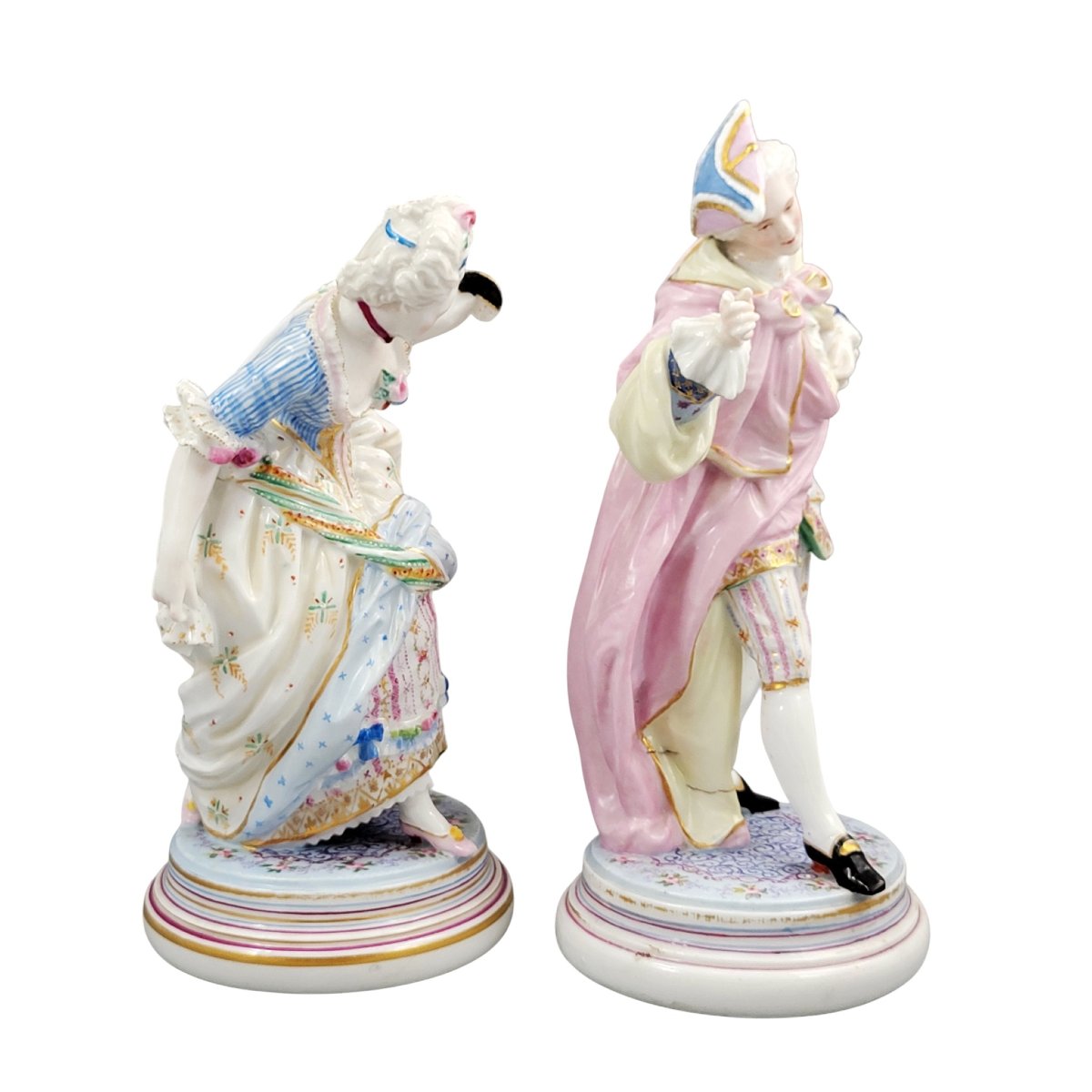 Paris Porcelain Masquerade Figures, Gallant And Lady, Style Of Vion & Baury, C. 1860-photo-1