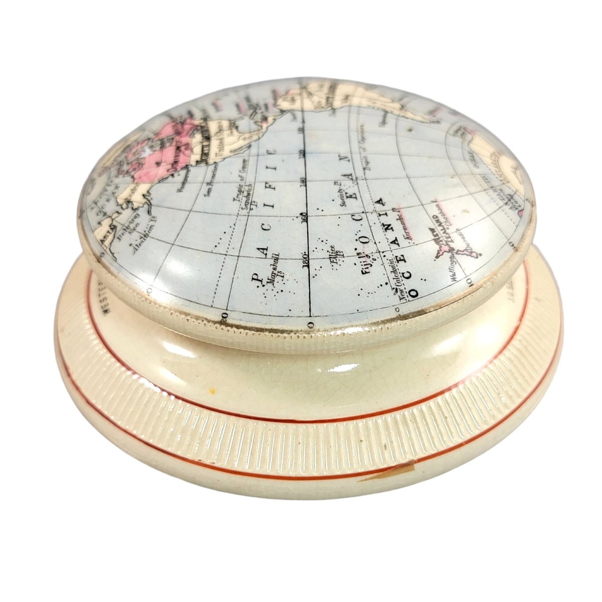 Presse-papiers cartographique en porcelaine Macintyre, hémisphère occidental, vers 1889-photo-4