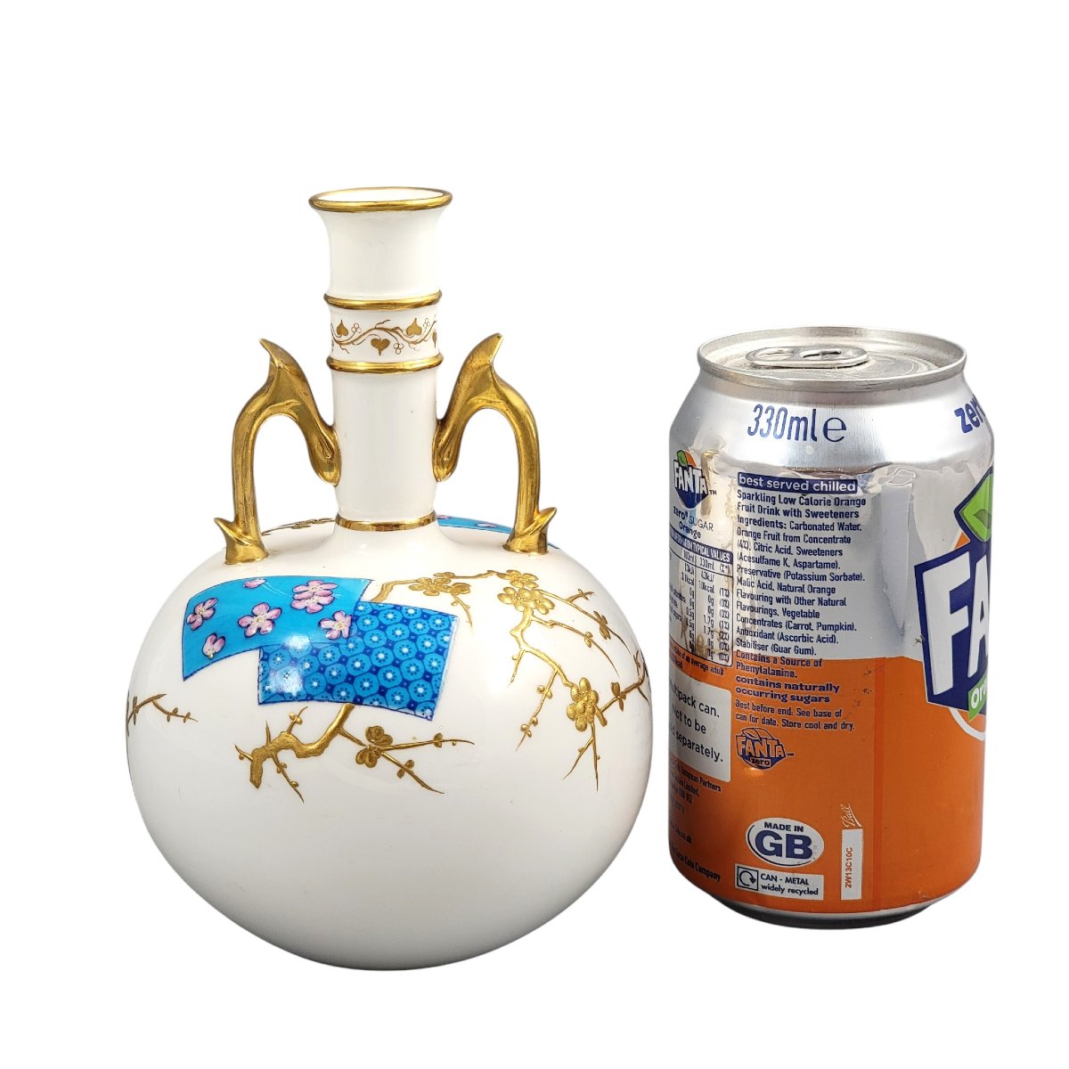 Minton Porcelain Bottle Vase With Raised Gilded Prunus By Christopher Dresser, C. 1890-photo-2