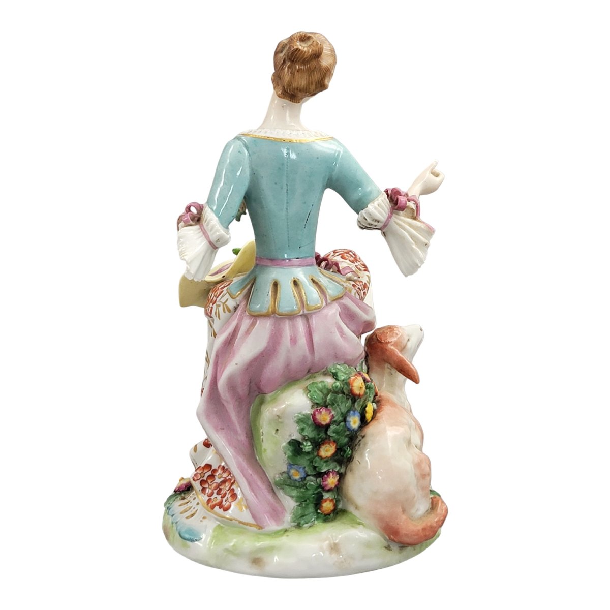 Figurine en porcelaine Samson, bergère au mouton, style Chelsea, vers 1870-photo-1
