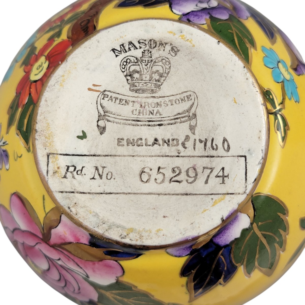 Pair Of Mason’s Patent Ironstone Posy Vases With Exotic Bird, Circa 1915-photo-4