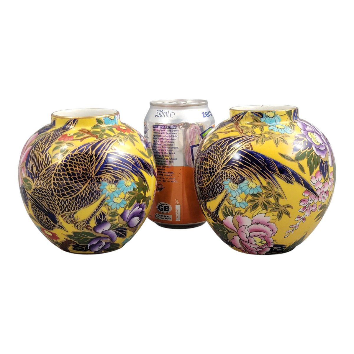 Pair Of Mason’s Patent Ironstone Posy Vases With Exotic Bird, Circa 1915-photo-6