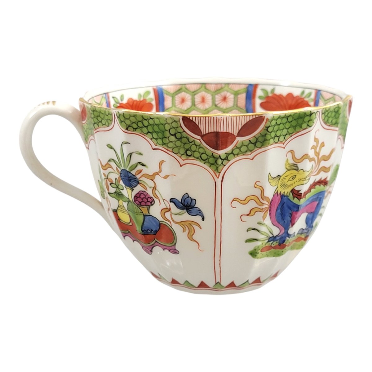 Early 19th Century Worcester Porcelain Cup And Saucer, Dragon Compartments, C.1815-photo-4