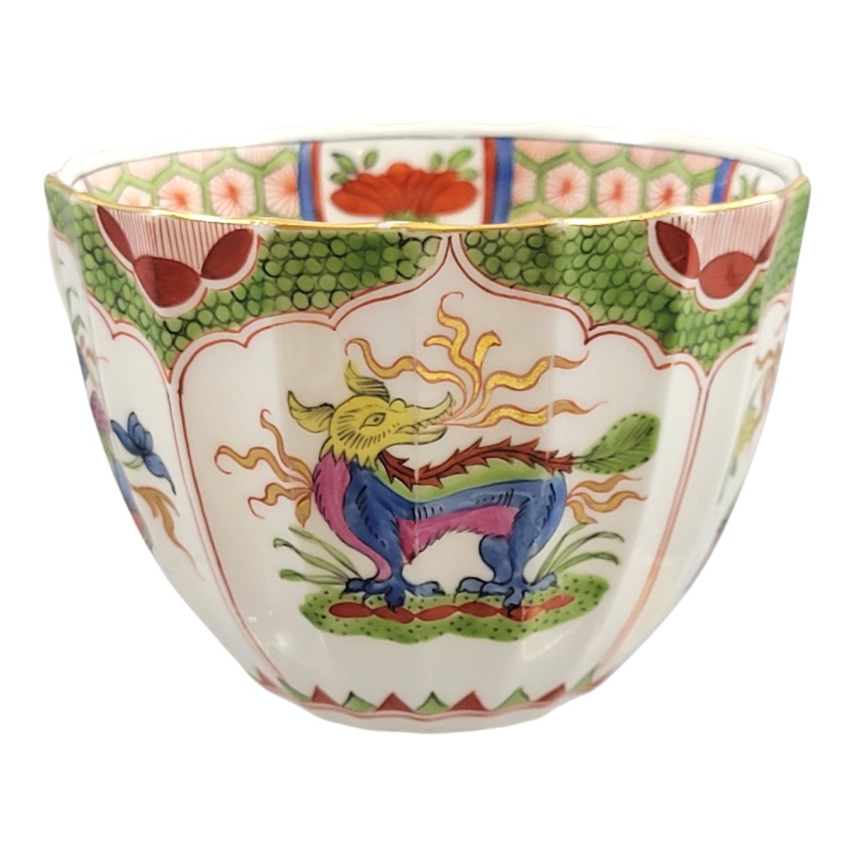 Early 19th Century Worcester Porcelain Cup And Saucer, Dragon Compartments, C.1815-photo-2