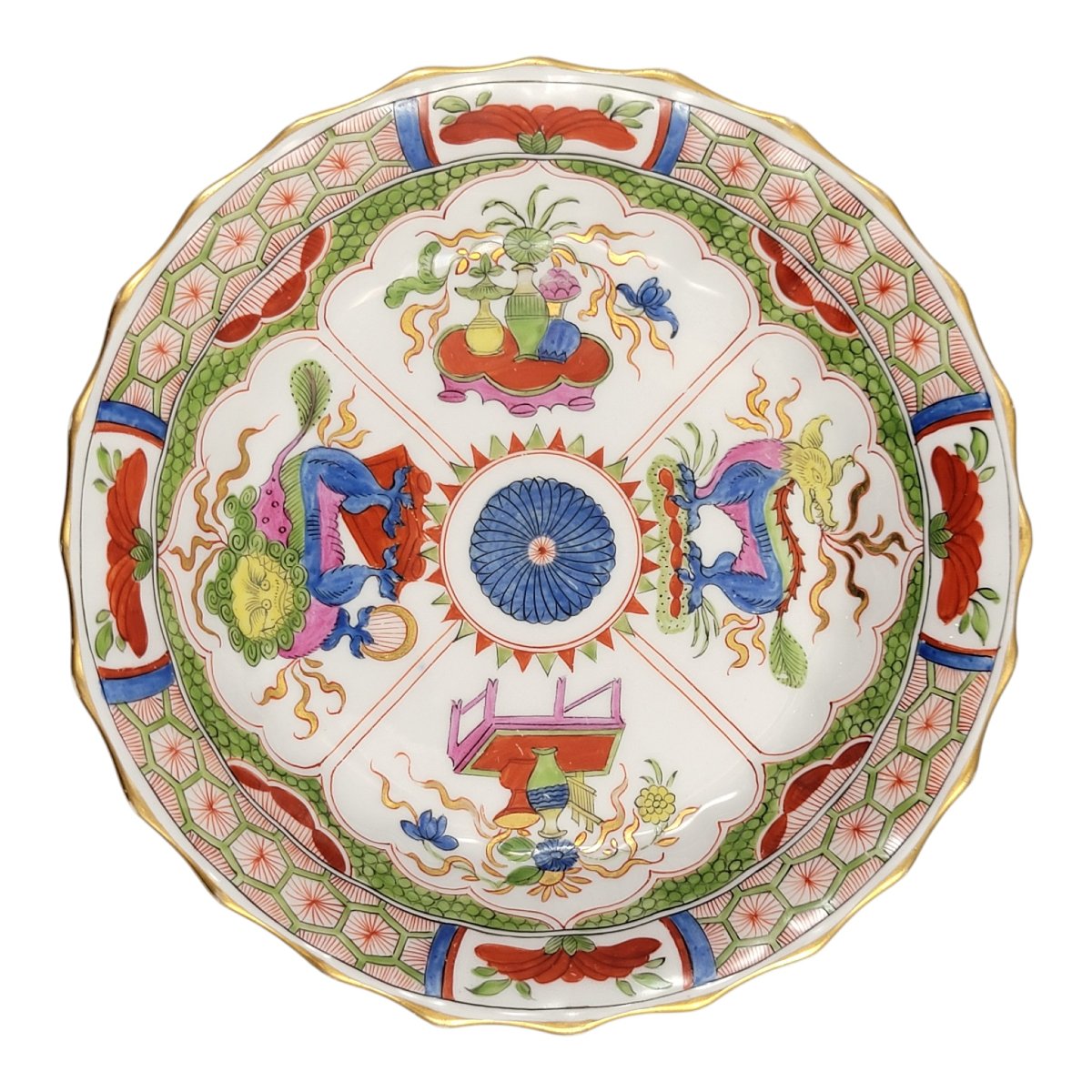 Early 19th Century Worcester Porcelain Cup And Saucer, Dragon Compartments, C.1815-photo-5