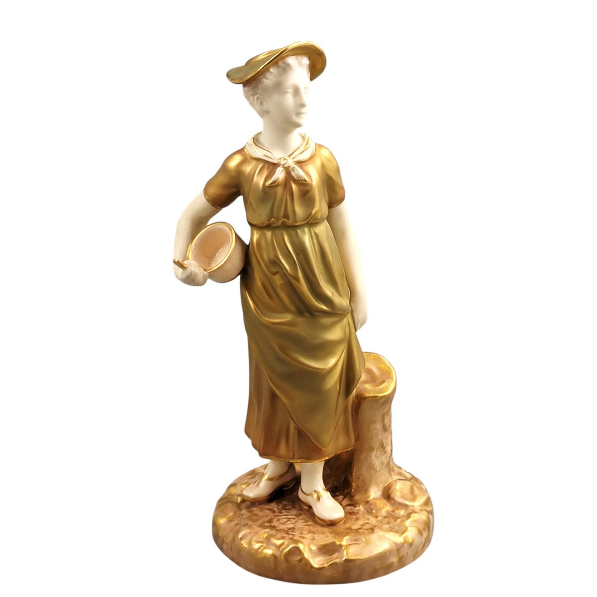 Royal Worcester, Figurine en porcelaine d’une jeune fille au bol, modèle 1774, 1954-photo-1