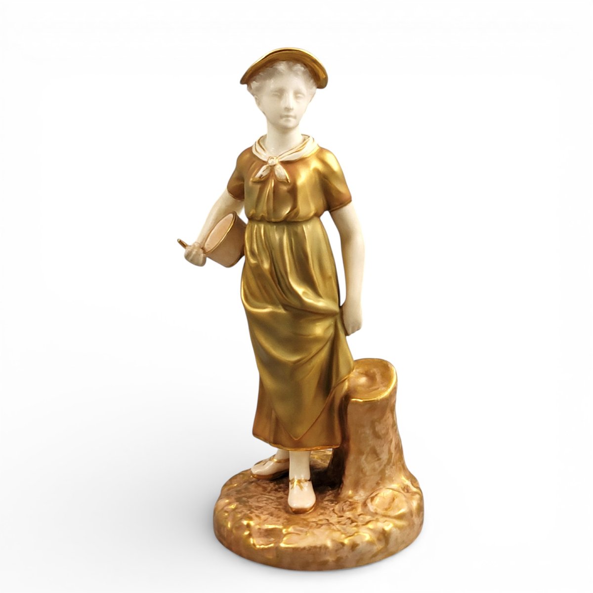 Royal Worcester, Figurine en porcelaine d’une jeune fille au bol, modèle 1774, 1954-photo-6