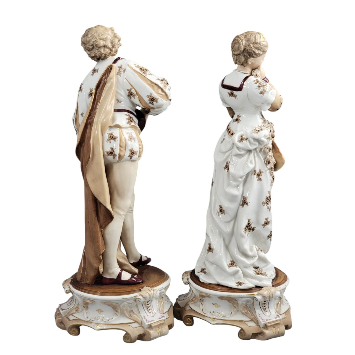 Volkstedt, Richard Eckert & Co., Large Galant Musician Porcelain Pair, C. 1894-photo-4