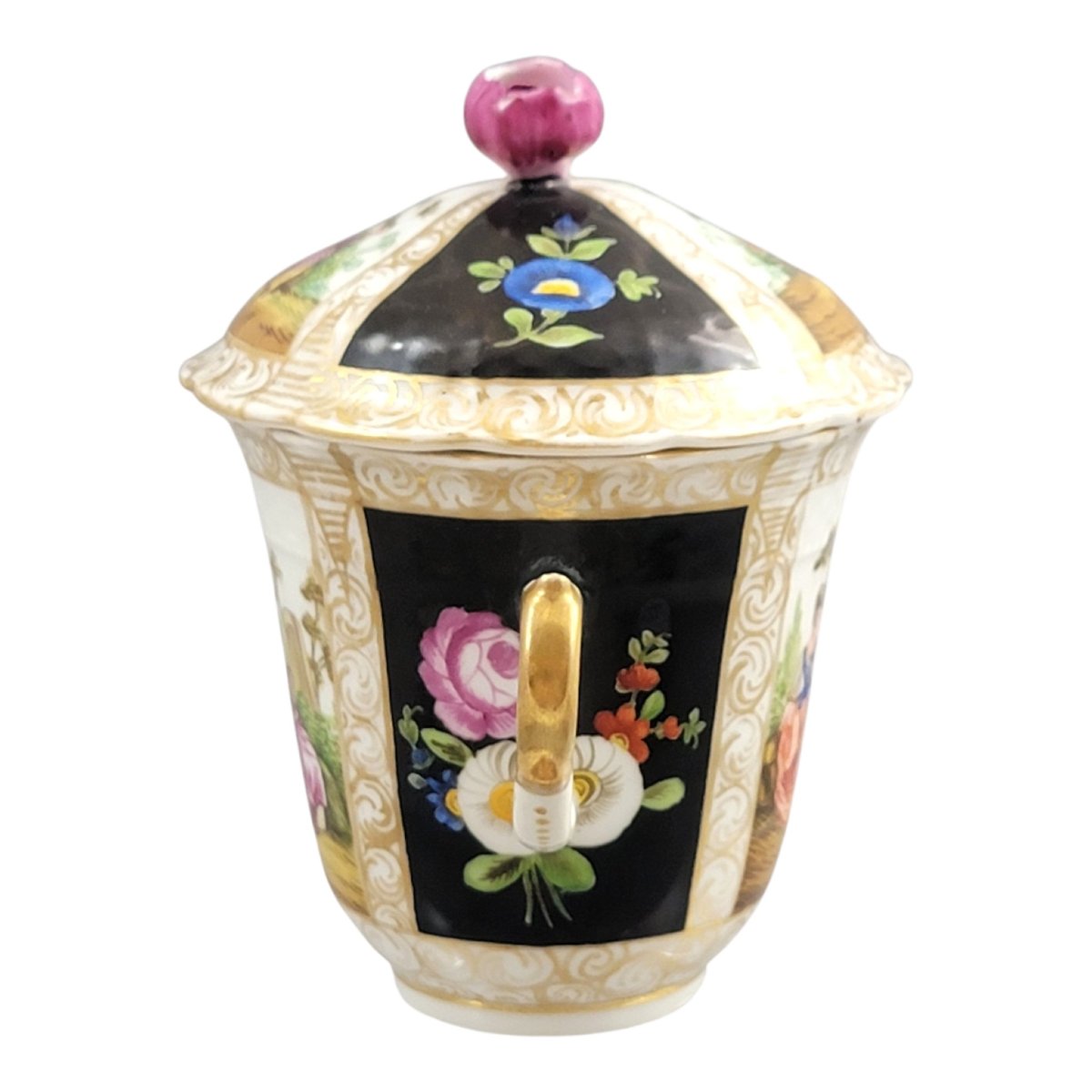 Helena Wolfsohn Dresden Chocolate Cup Trembleuse, Augustus Rex Revival, C. 1870-photo-2