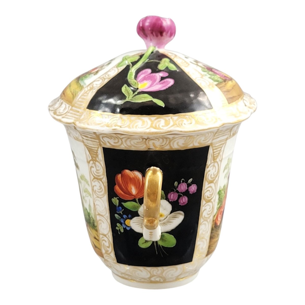 Helena Wolfsohn Dresden Chocolate Cup Trembleuse, Augustus Rex Revival, C. 1870-photo-4