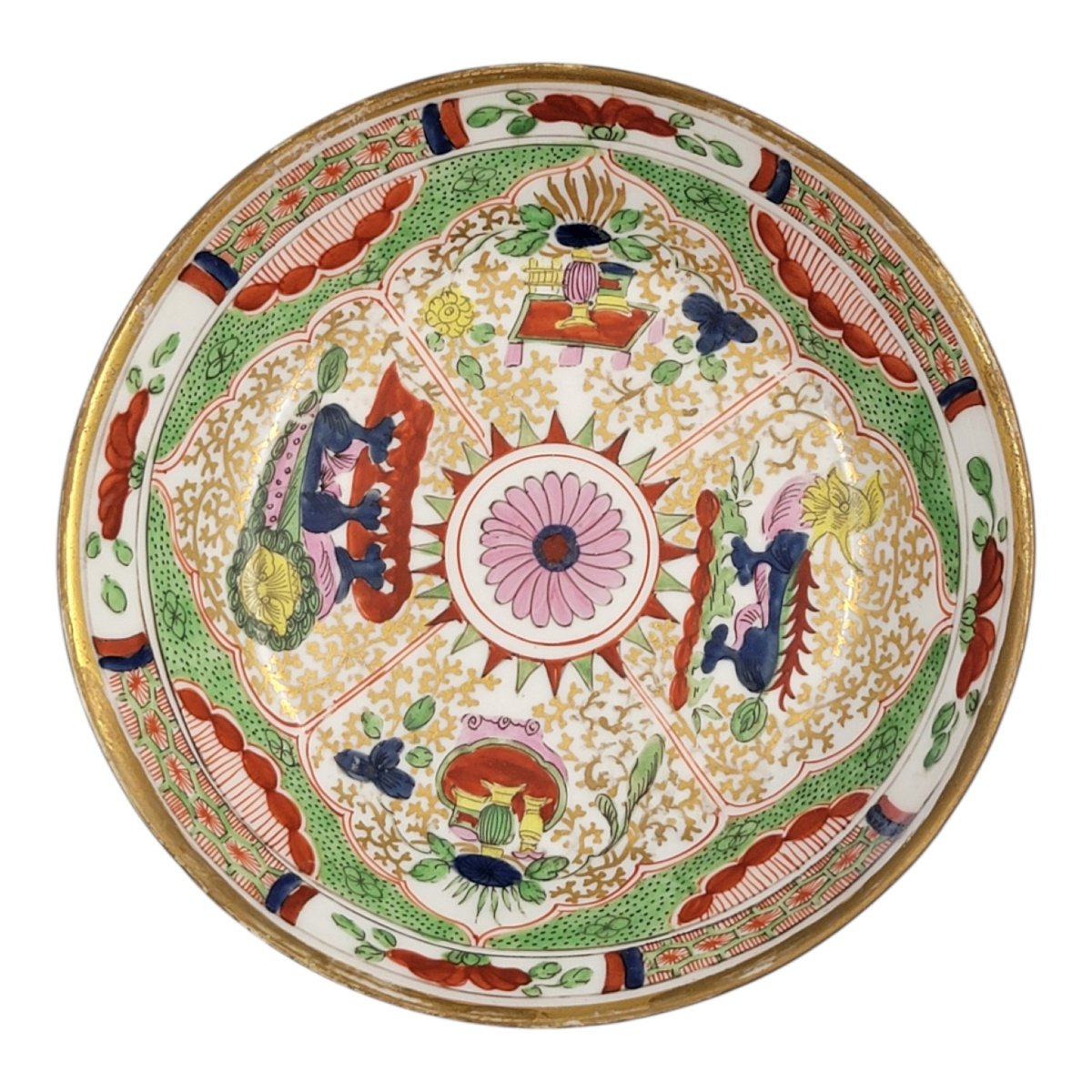 Early 19th Century Worcester Porcelain Coffee Cup And Saucer, Dragon In Compartments-photo-6