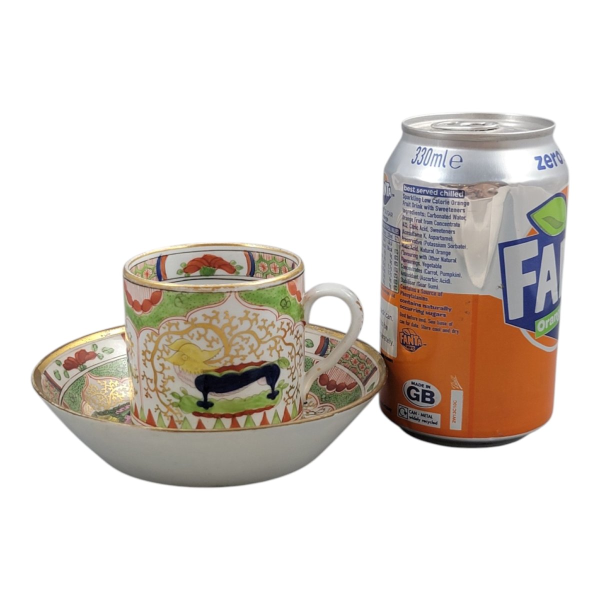 Early 19th Century Worcester Porcelain Coffee Cup And Saucer, Dragon In Compartments-photo-8