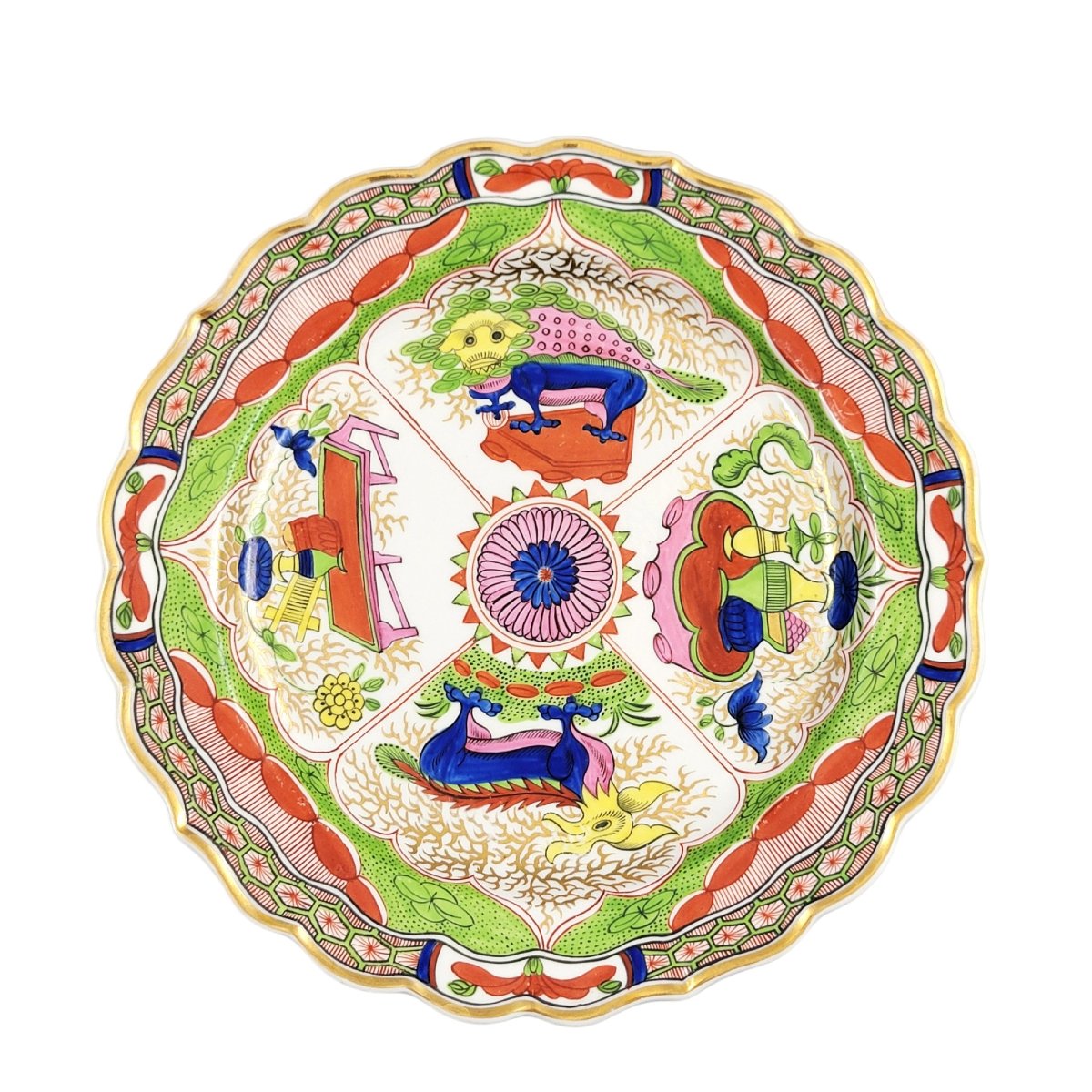Assiette en porcelaine Worcester, « Dragon in Compartments », Barr, Flight & Barr, vers 1807-photo-3