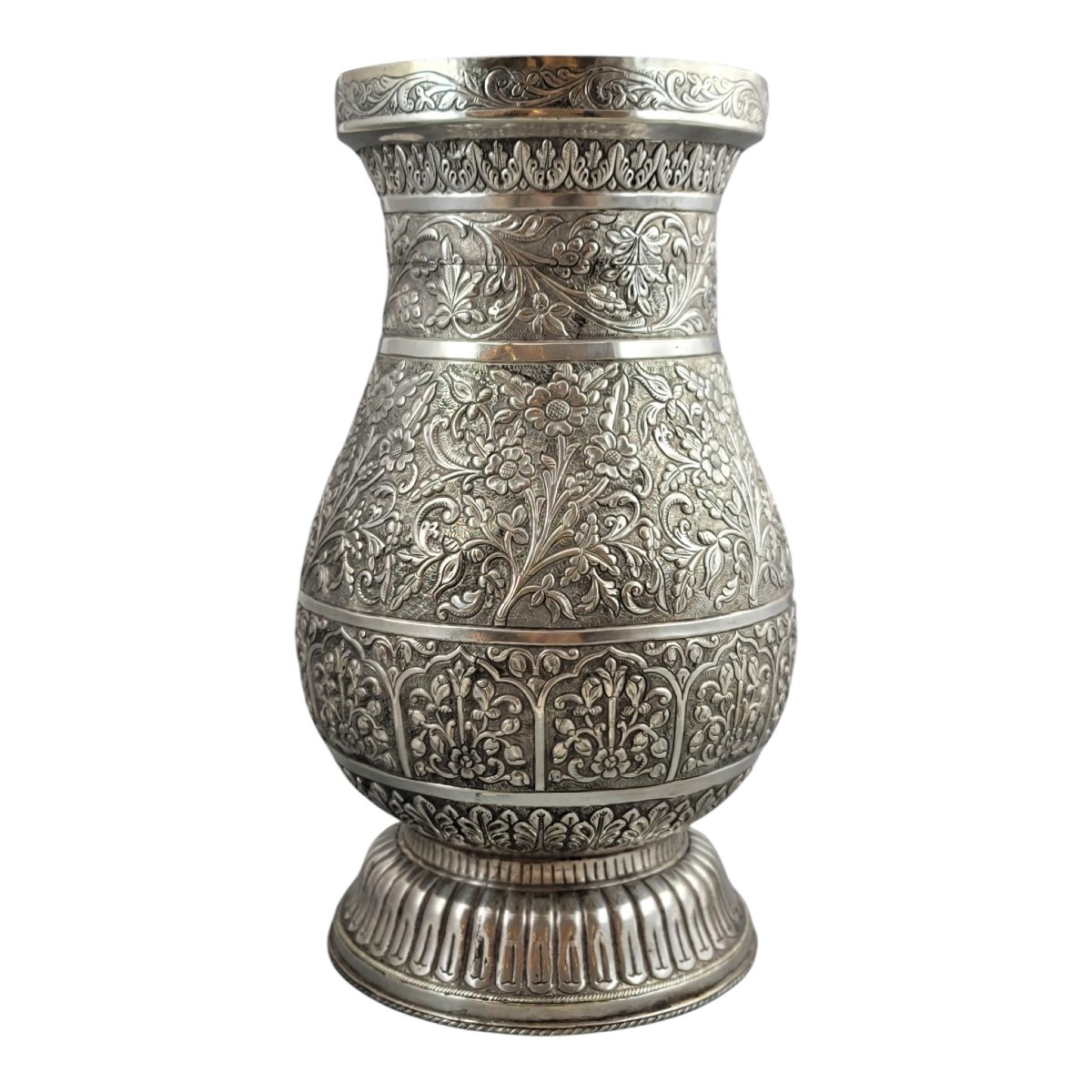 Grand vase balustre en argent indien, Kutch Gujarat, v. 1890–1910, 3012 g-photo-3