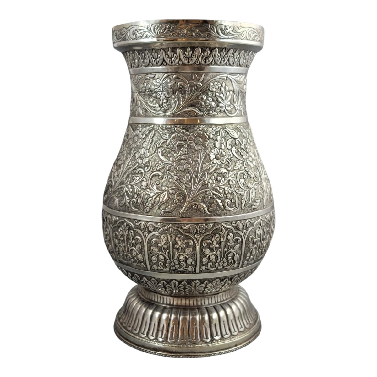Grand vase balustre en argent indien, Kutch Gujarat, v. 1890–1910, 3012 g-photo-4