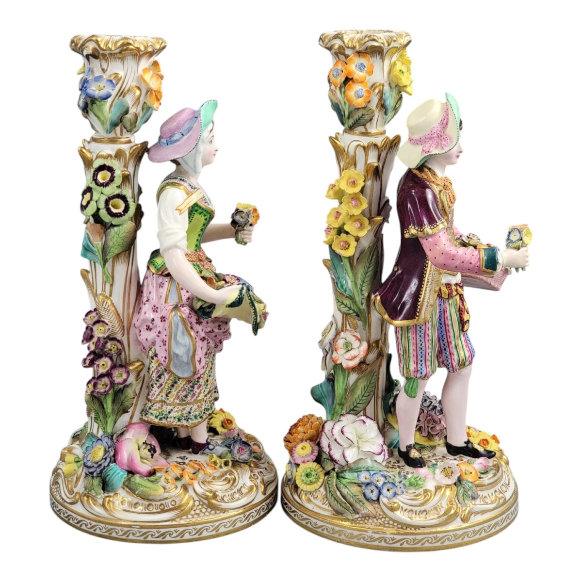 Paire de bougeoirs figuratifs en porcelaine de Minton, modèle No.192, vers 1835–1836-photo-4