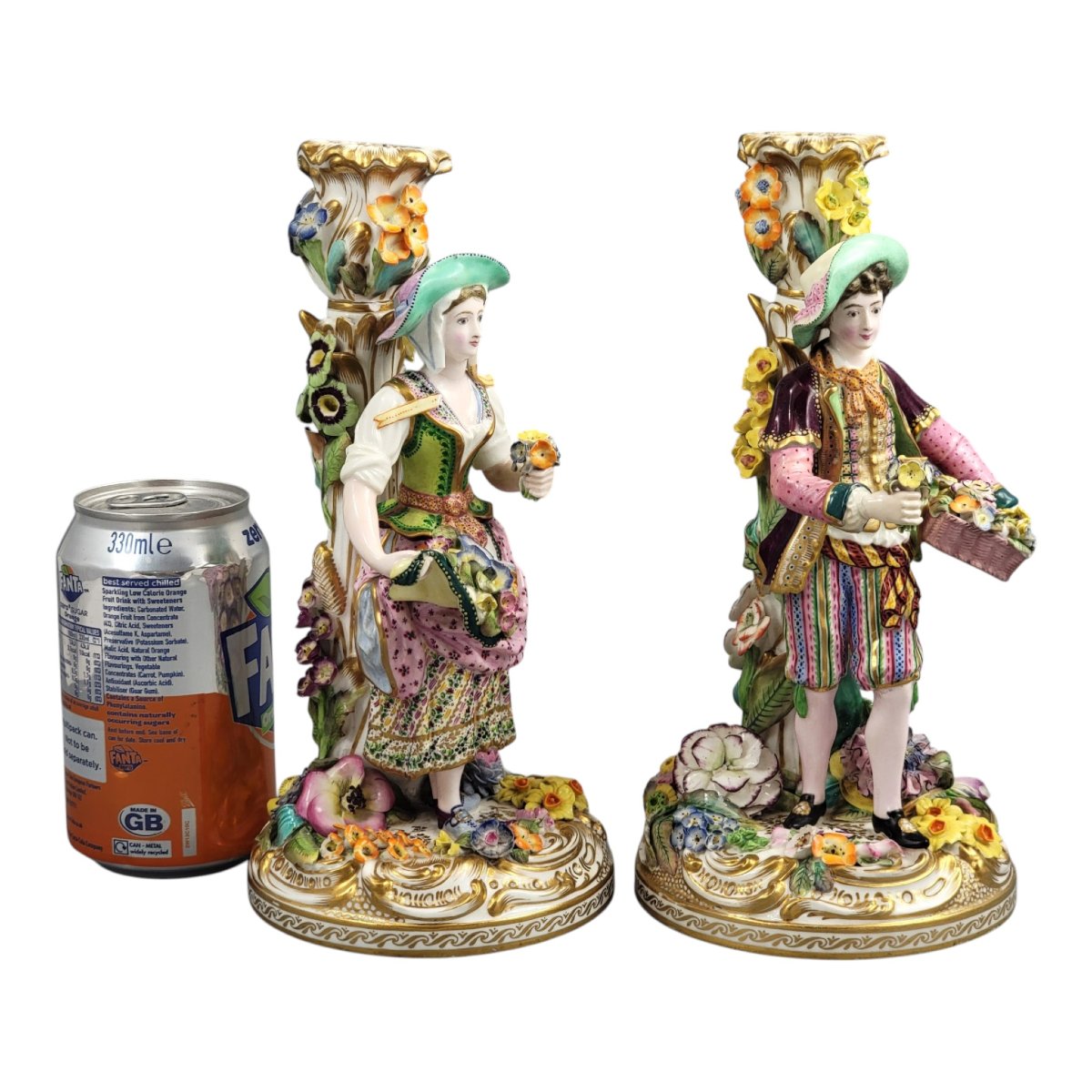 Paire de bougeoirs figuratifs en porcelaine de Minton, modèle No.192, vers 1835–1836-photo-2