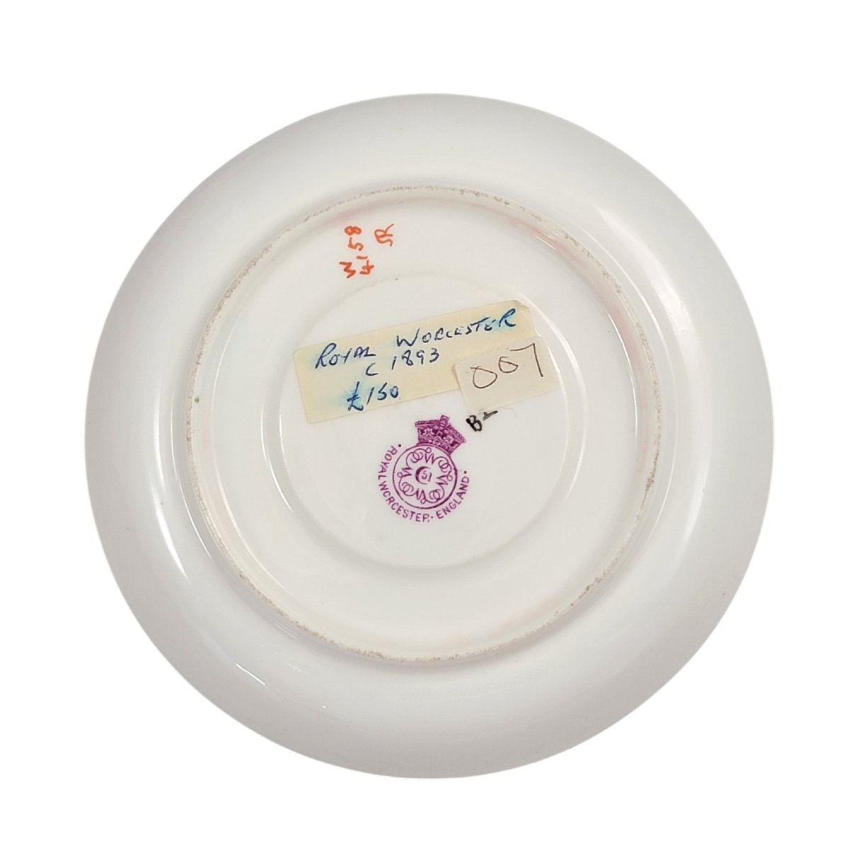 Service à thé Royal Worcester en porcelaine blush ivory, théière tasse et soucoupe, vers 1893-photo-3