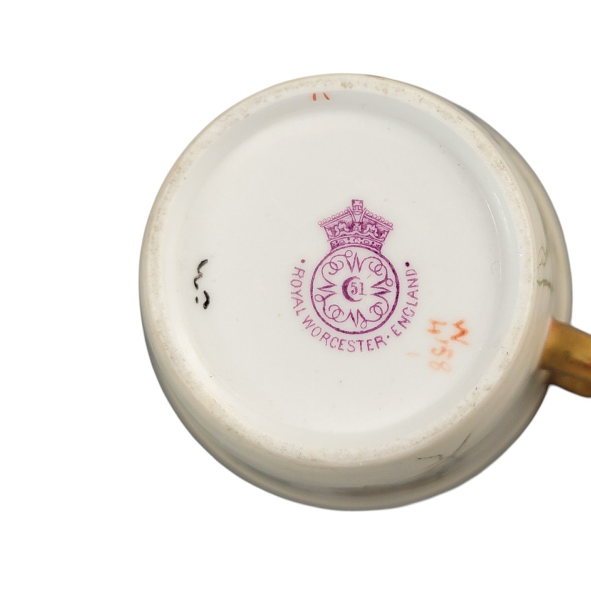 Service à thé Royal Worcester en porcelaine blush ivory, théière tasse et soucoupe, vers 1893-photo-5