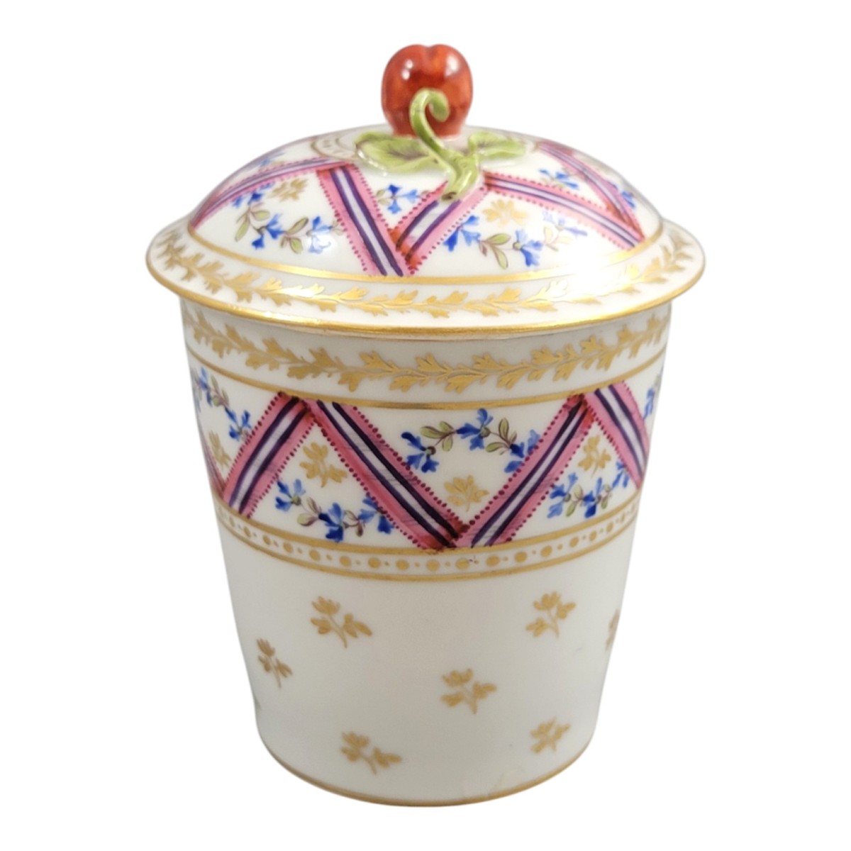 Manufacture de la Reine, tasse trembleuse couverte et soucoupe en porcelaine de Paris, XVIIIe s-photo-3