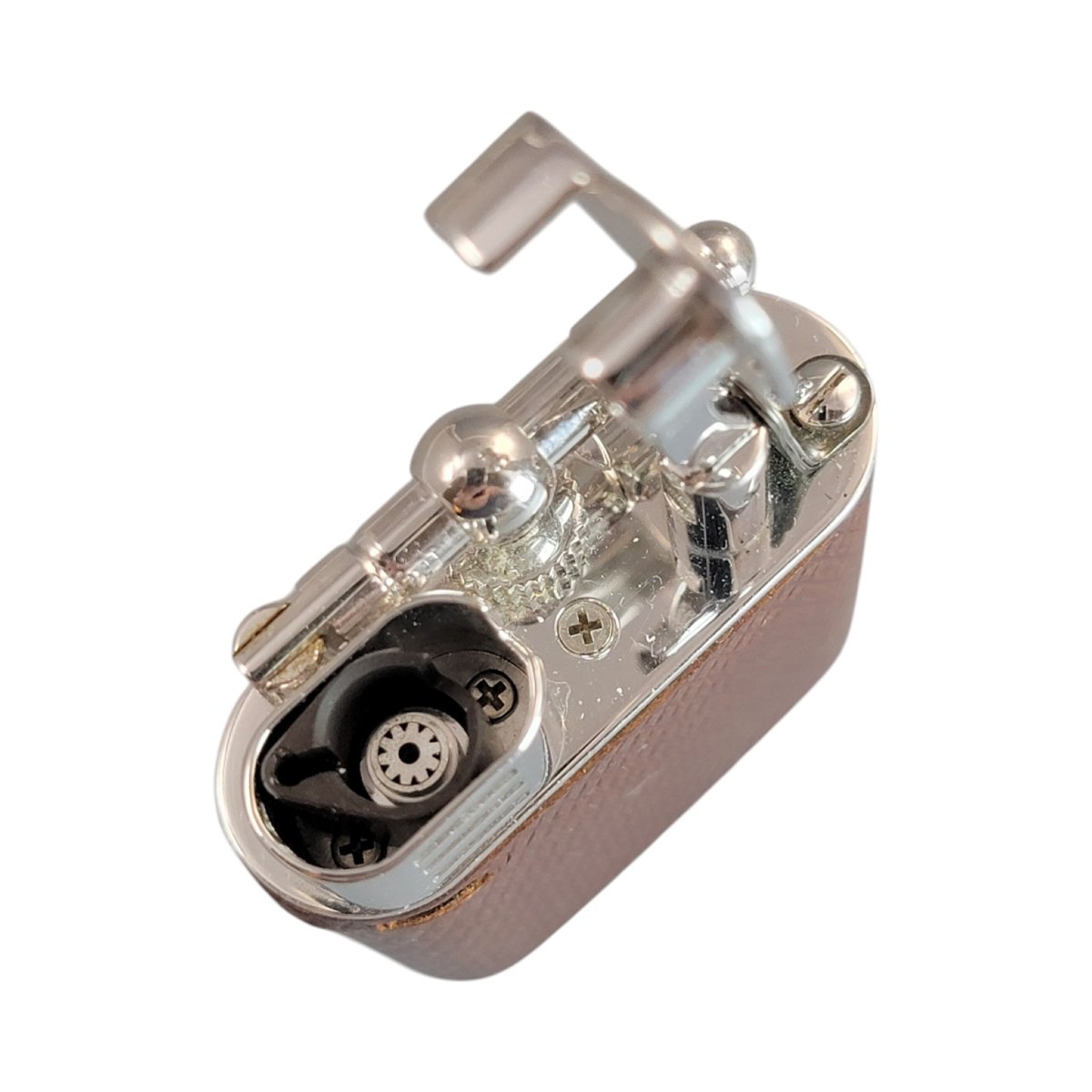 Alfred Dunhill For Purdey Gas Storm Lighter With Chequered Tan Leather Case-photo-5