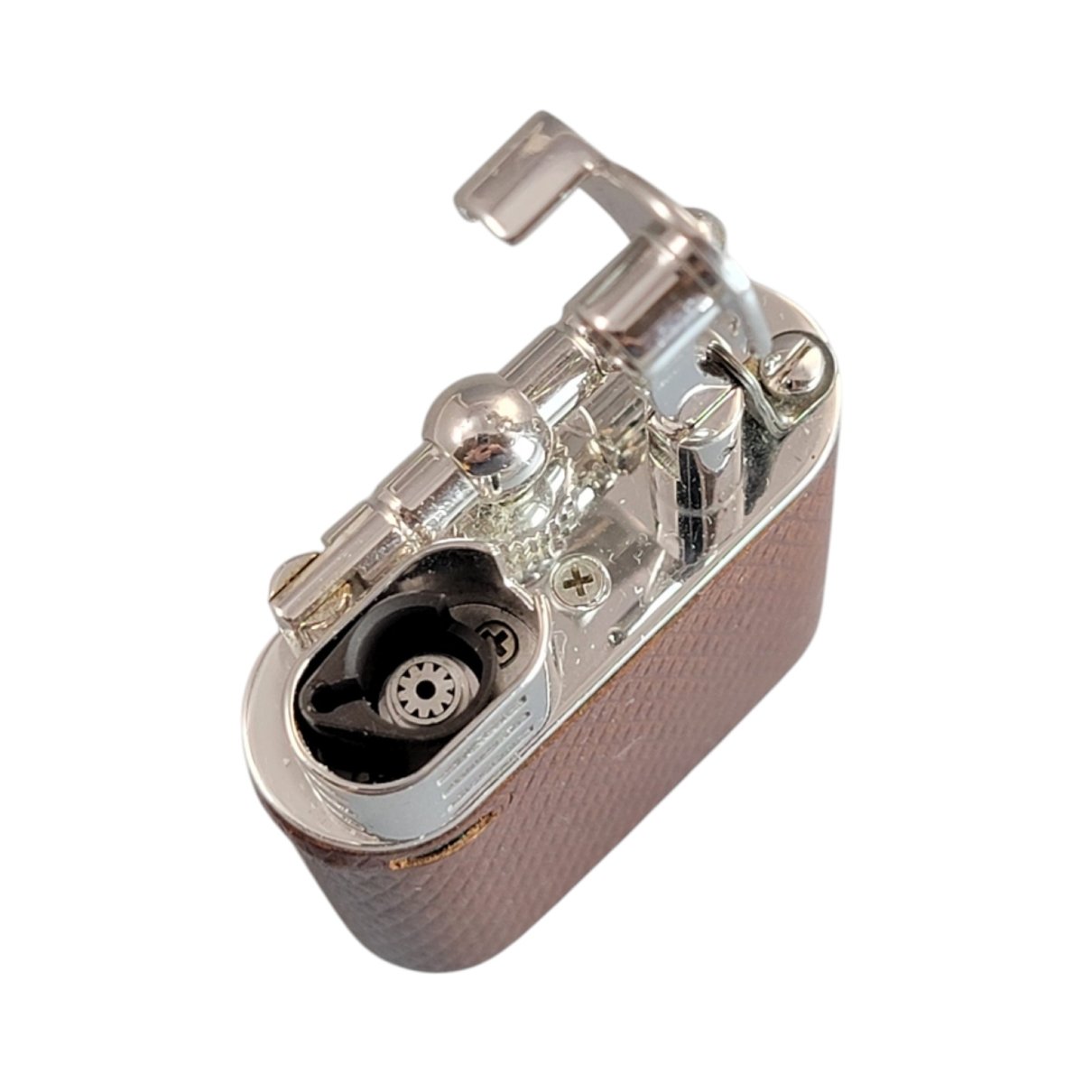 Alfred Dunhill For Purdey Gas Storm Lighter With Chequered Tan Leather Case-photo-6