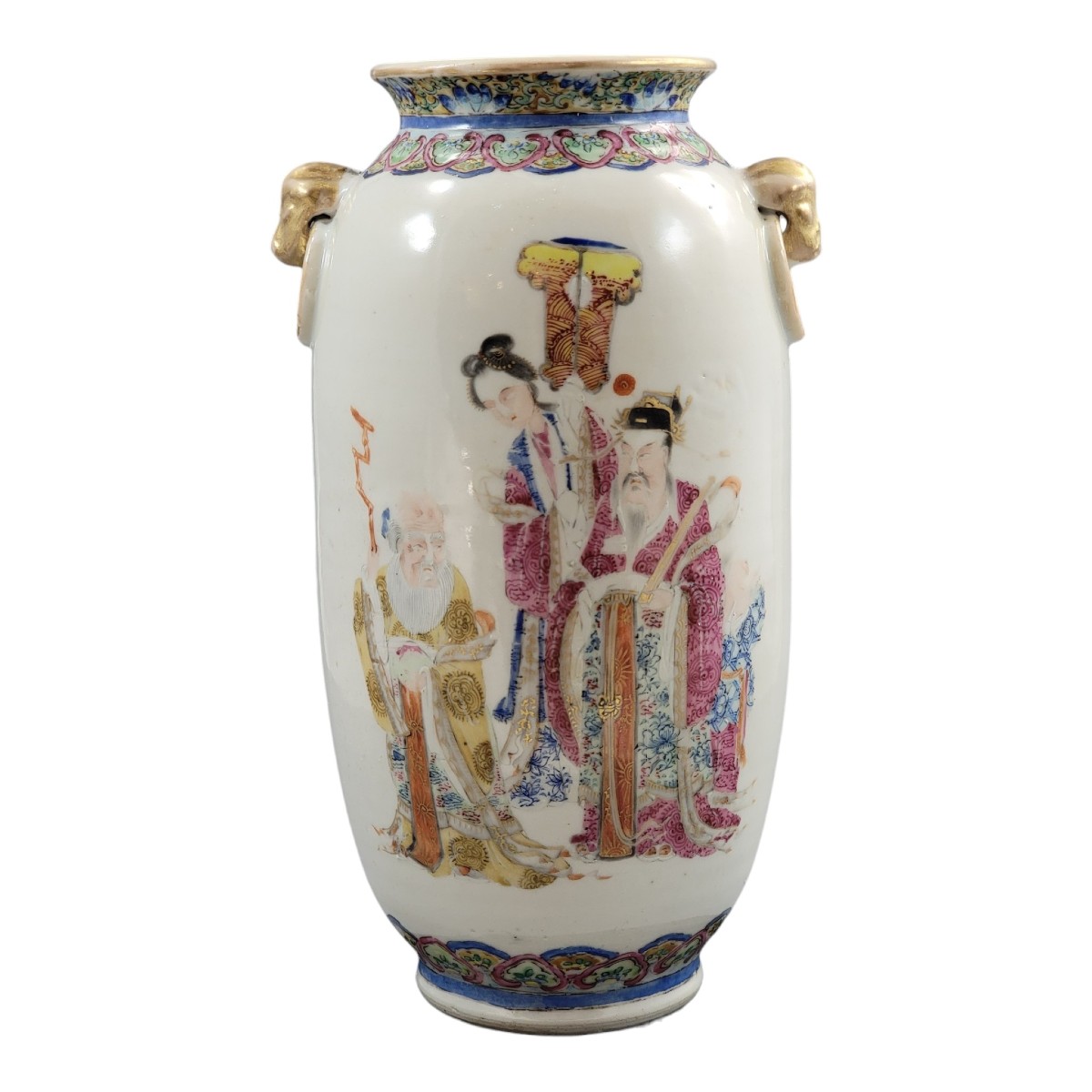 Vase en porcelaine famille rose avec Magu et Shoulao, Jingdezhen, vers 1870