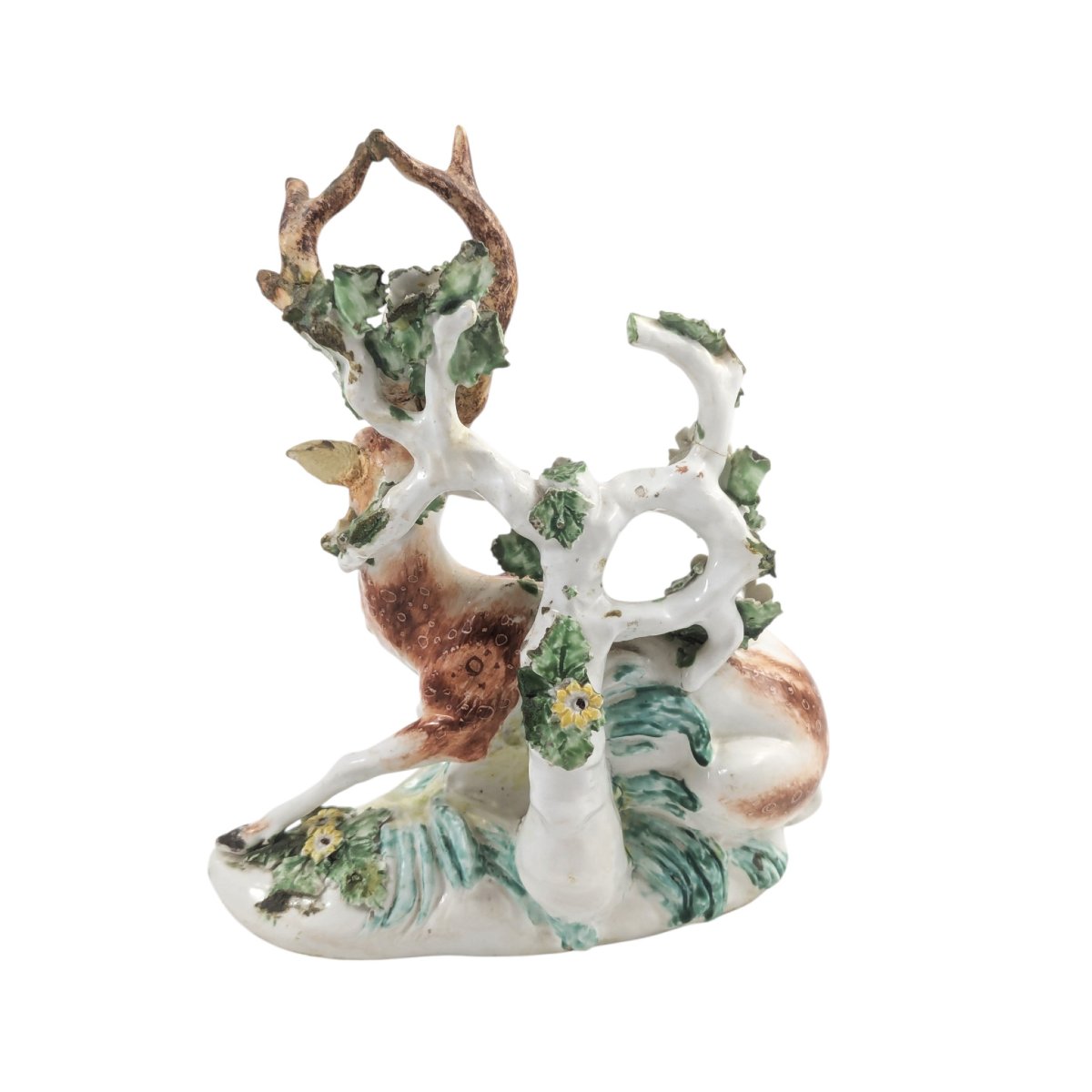 Figure en porcelaine de Derby représentant un cerf couché avec bocage, vers 1755-1765-photo-4