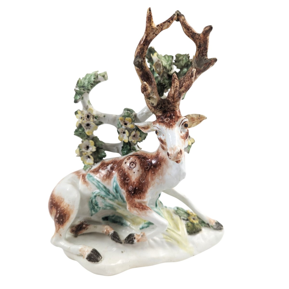 Figure en porcelaine de Derby représentant un cerf couché avec bocage, vers 1755-1765-photo-8