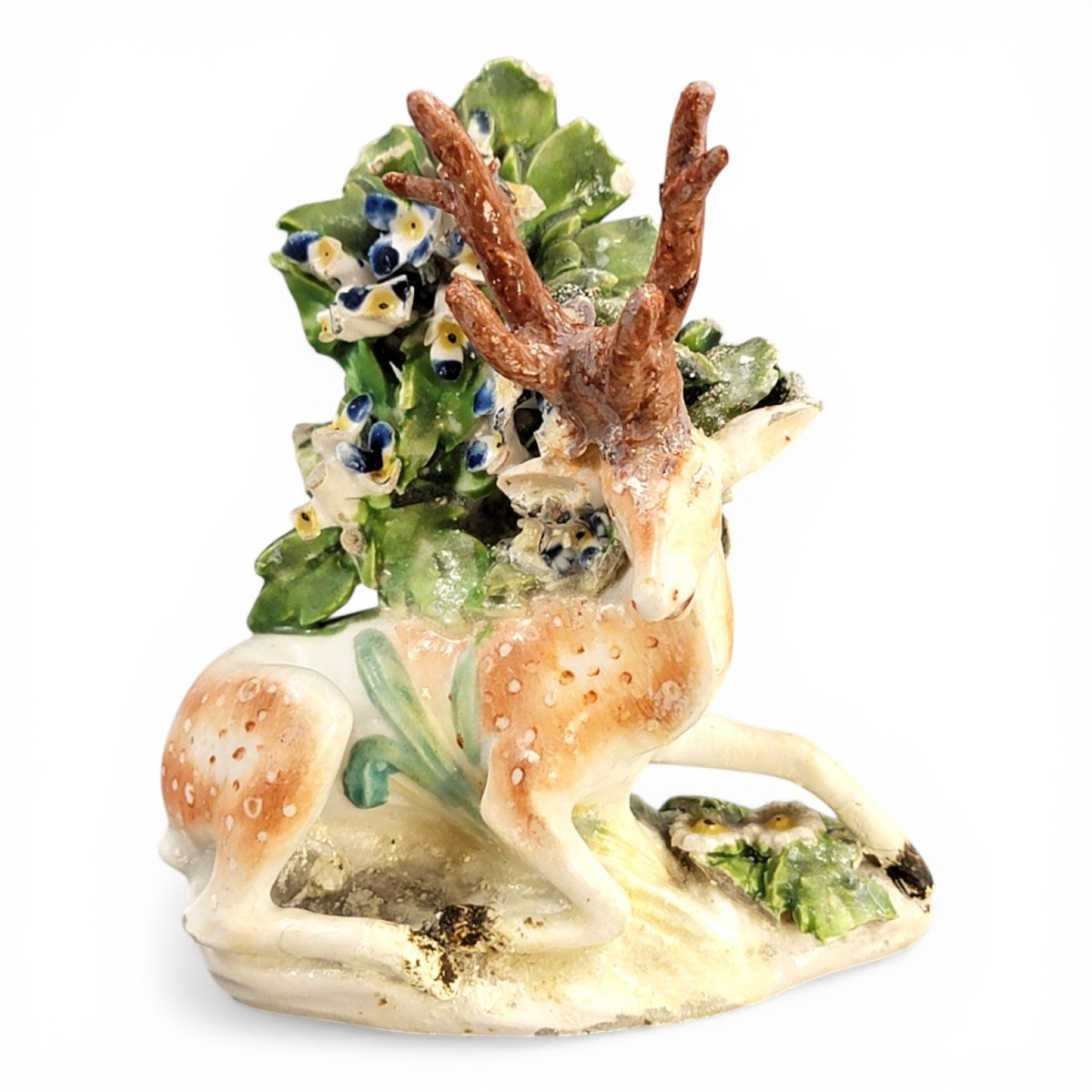 Derby Porcelain Recumbent Stag, Patch Period, C.1760