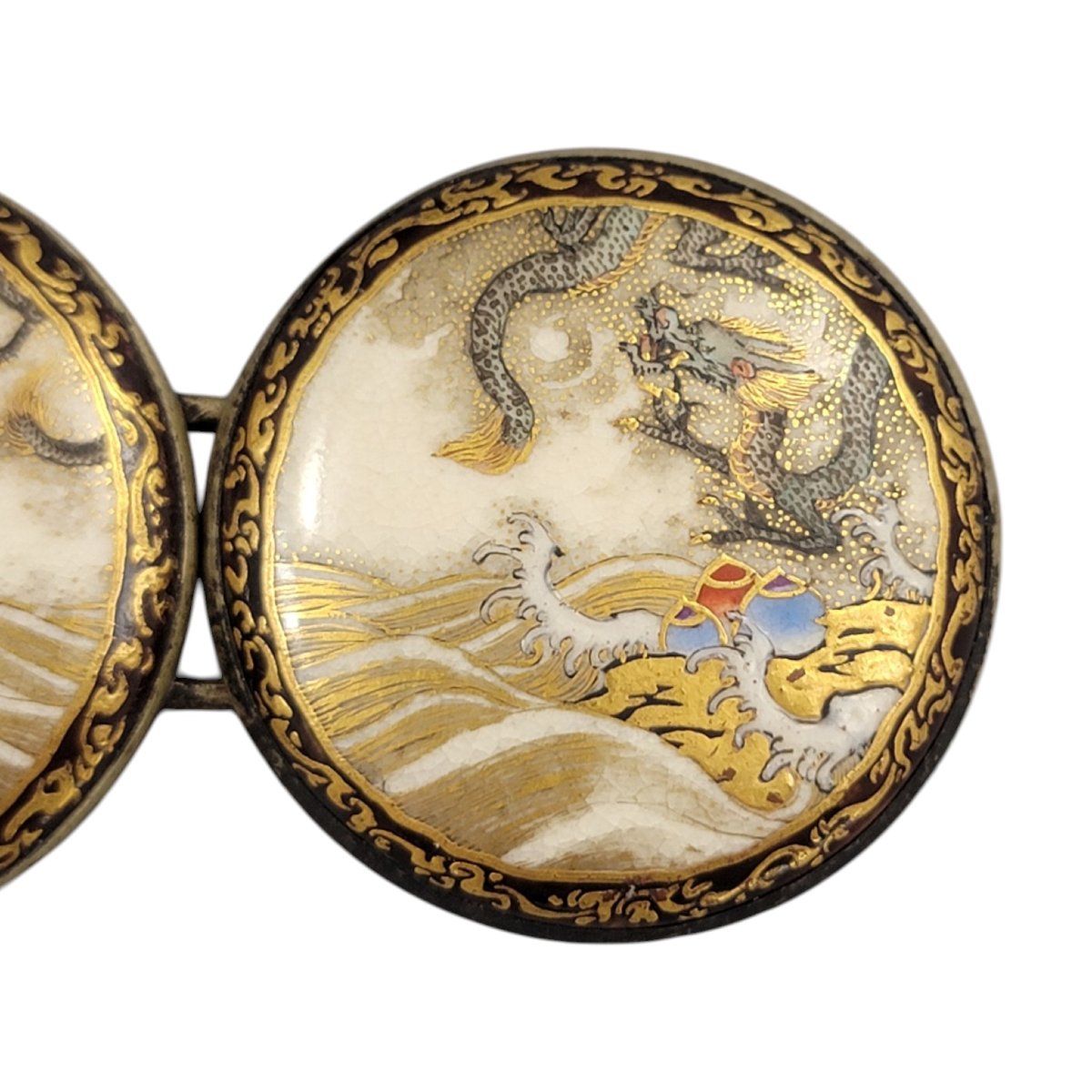 Boucle de ceinture en céramique Satsuma, Japon, époque Meiji, vers 1900-photo-2