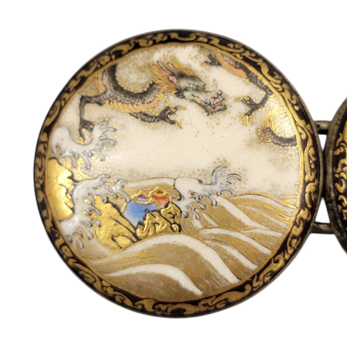 Boucle de ceinture en céramique Satsuma, Japon, époque Meiji, vers 1900-photo-3