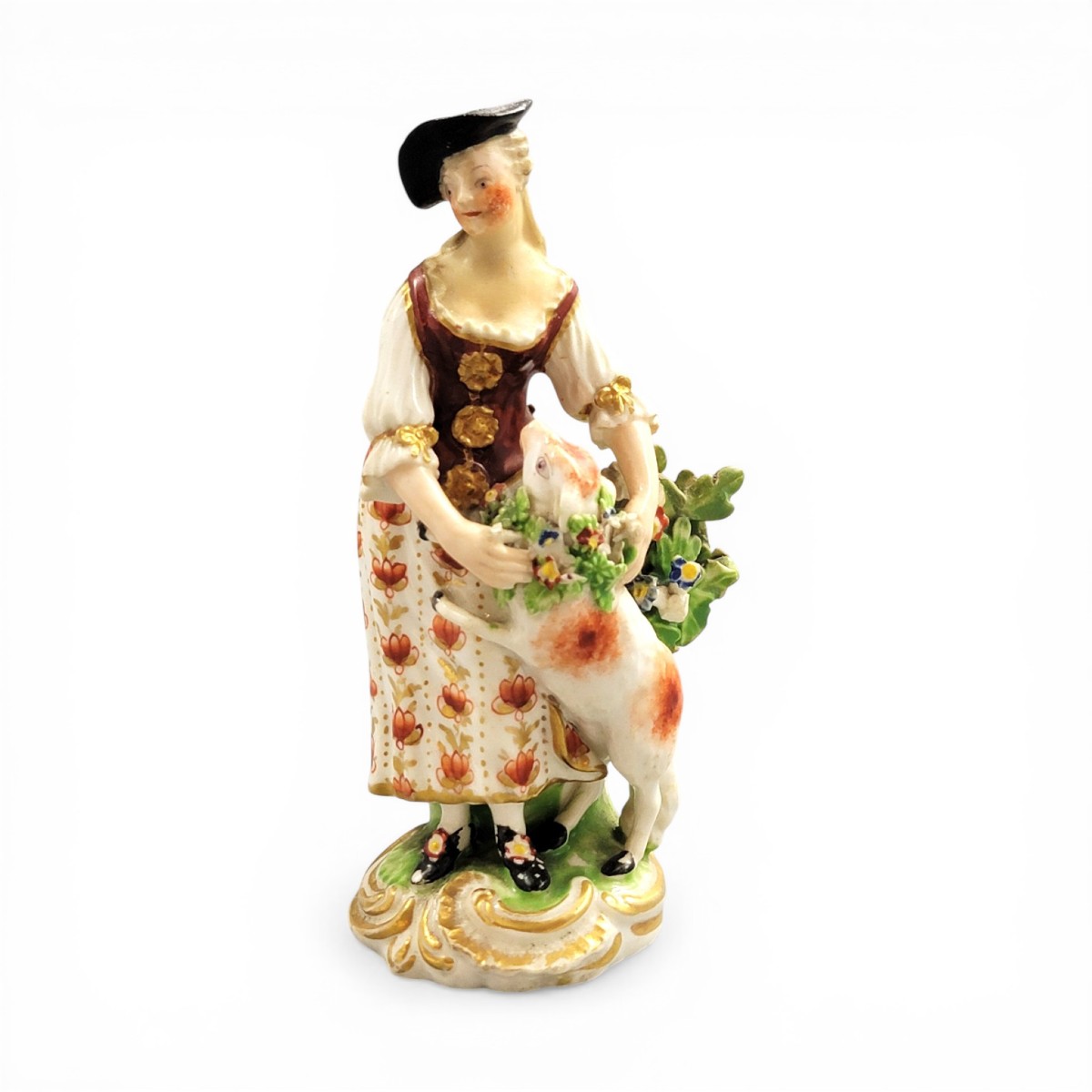 Derby, figure en porcelaine représentant une bergère avec agneau, vers 1756–1759