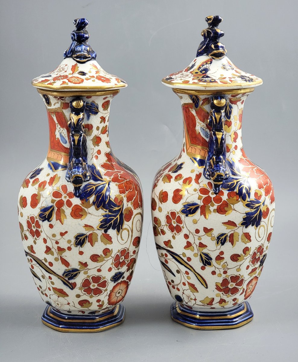 Pair Of Ridgways Old Derby Porcelain Vases With Covers, England, C. 1891–1910-photo-4