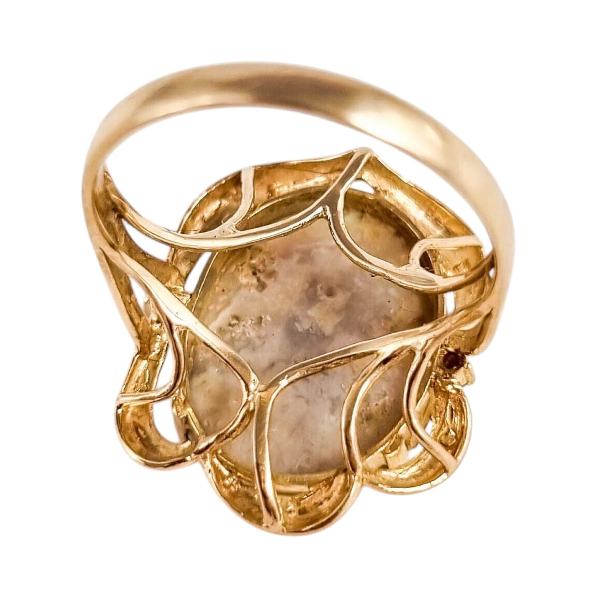 Bague en or jaune 14 carats, opale solide et diamants, XXe siècle-photo-4